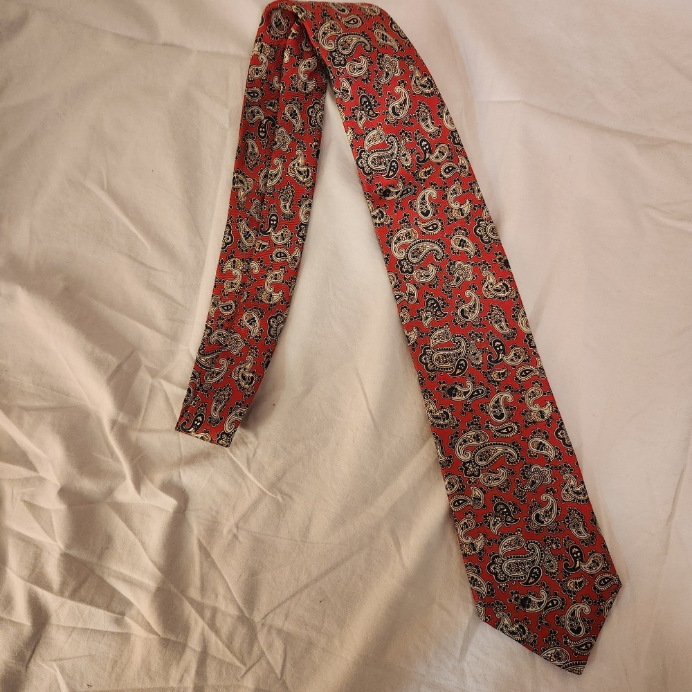 Rodes Paisley Red All Silk Tie Hand Blocked In England
